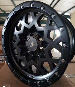 OFF ROAD 4X4 1008 BLACK MATT GUNMETAL FACE CHROME RIVETS STYLE BLACK RHINO