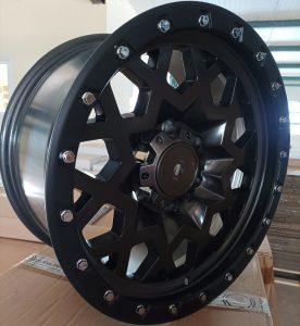 OFF ROAD 4X4 1008 BLACK MATT GUNMETAL FACE CHROME RIVETS STYLE BLACK RHINO